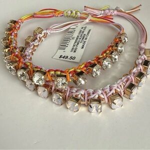 Gold-Tone 2-Pc. Set Color Crystal Cord Slider Bracelets NWT